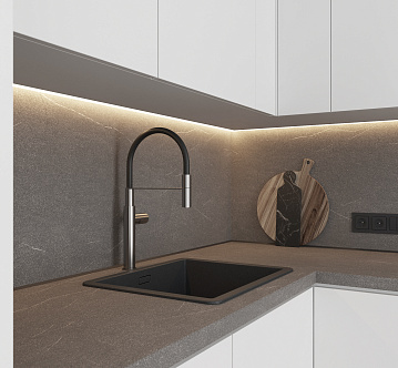 5035/Q Grey granite пристенная панель kapso